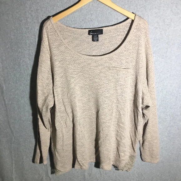 Womens Lane Bryant Blouse Tan Wide Scoop Neck Knit Casual Formal Work Career - Picture 1 of 4